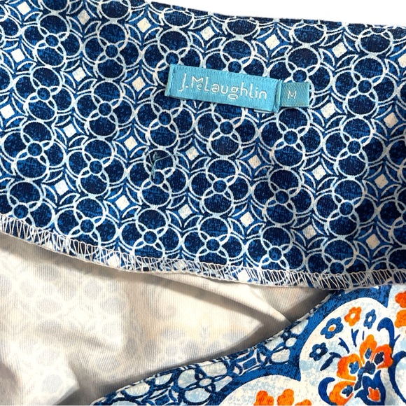 J McLaughlin Catalina Cloth Tunic Top Blue Orange Size Medium - Picture 3 of 3